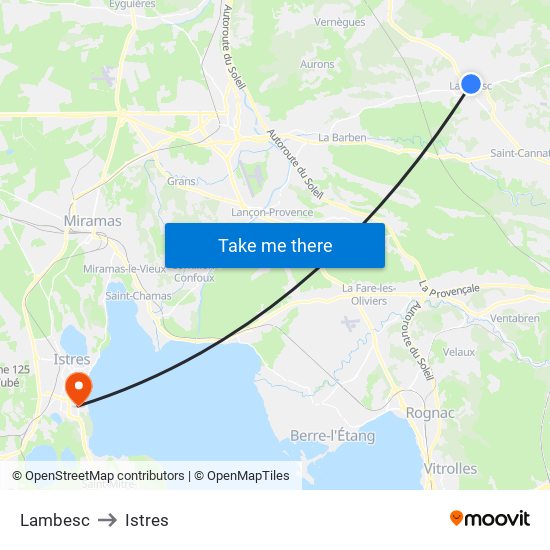 Lambesc to Istres map