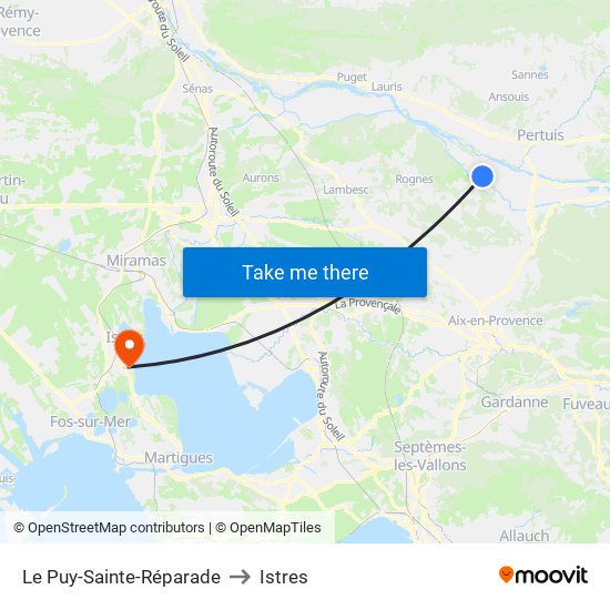 Le Puy-Sainte-Réparade to Istres map
