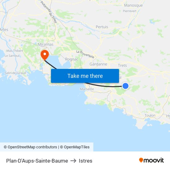 Plan-D'Aups-Sainte-Baume to Istres map