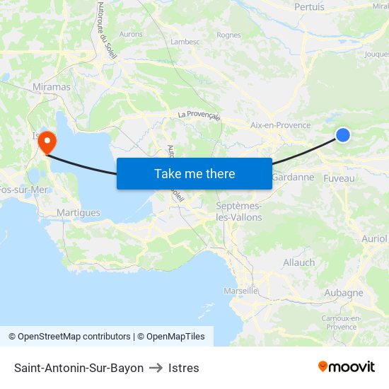 Saint-Antonin-Sur-Bayon to Istres map