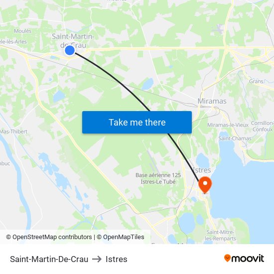 Saint-Martin-De-Crau to Istres map
