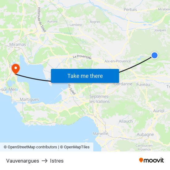 Vauvenargues to Istres map