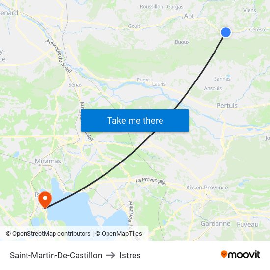 Saint-Martin-De-Castillon to Istres map