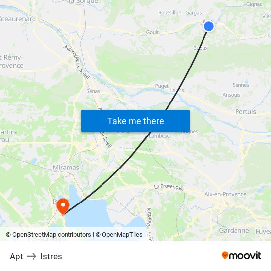 Apt to Istres map