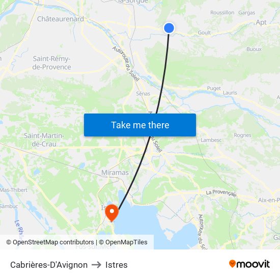 Cabrières-D'Avignon to Istres map