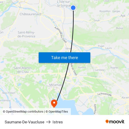 Saumane-De-Vaucluse to Istres map
