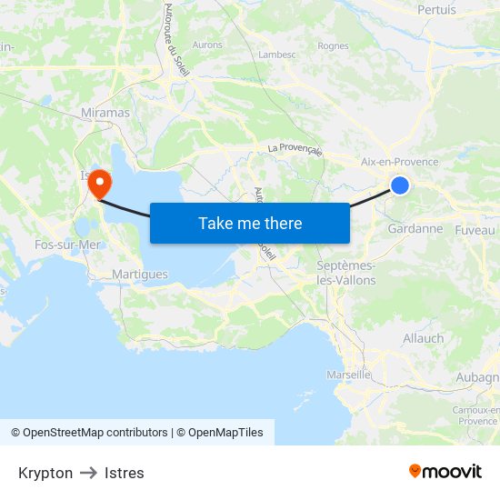 Krypton to Istres map