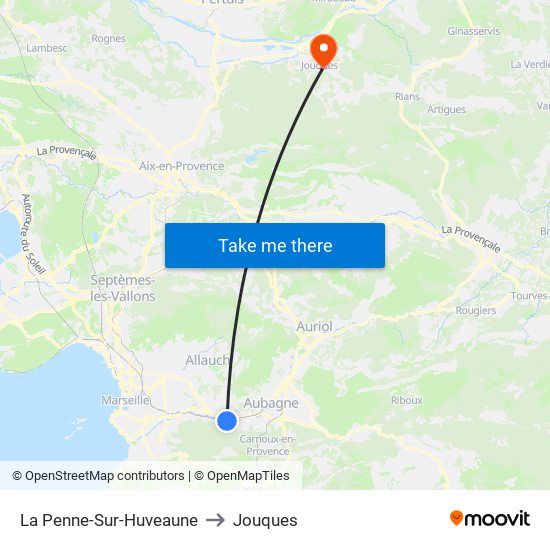 La Penne-Sur-Huveaune to Jouques map
