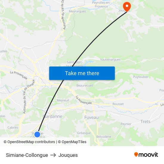 Simiane-Collongue to Jouques map