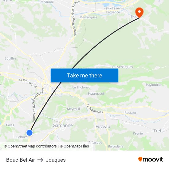 Bouc-Bel-Air to Jouques map