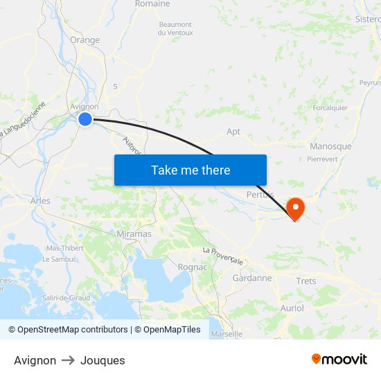 Avignon to Jouques map