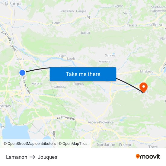 Lamanon to Jouques map