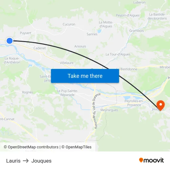 Lauris to Jouques map