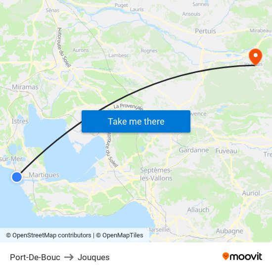 Port-De-Bouc to Jouques map