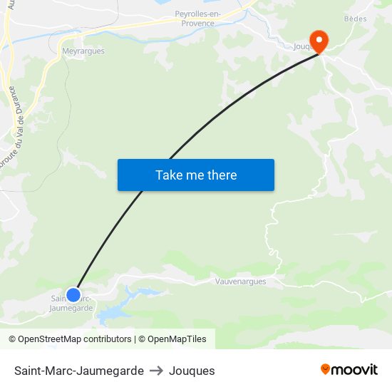 Saint-Marc-Jaumegarde to Jouques map