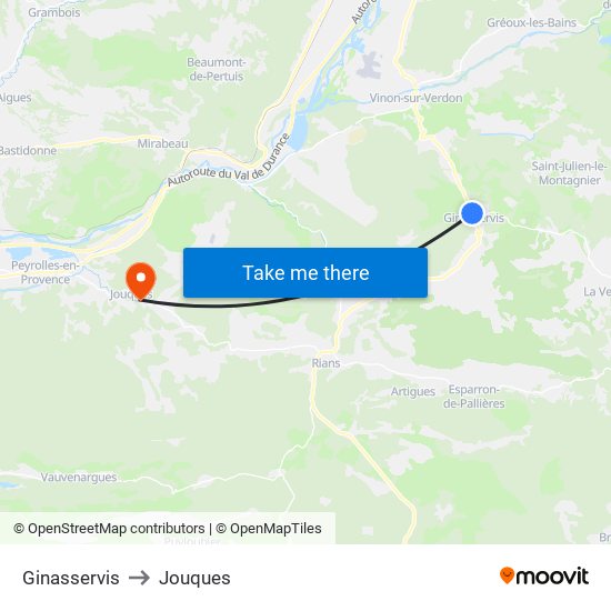 Ginasservis to Jouques map