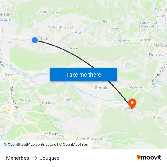 Ménerbes to Jouques map