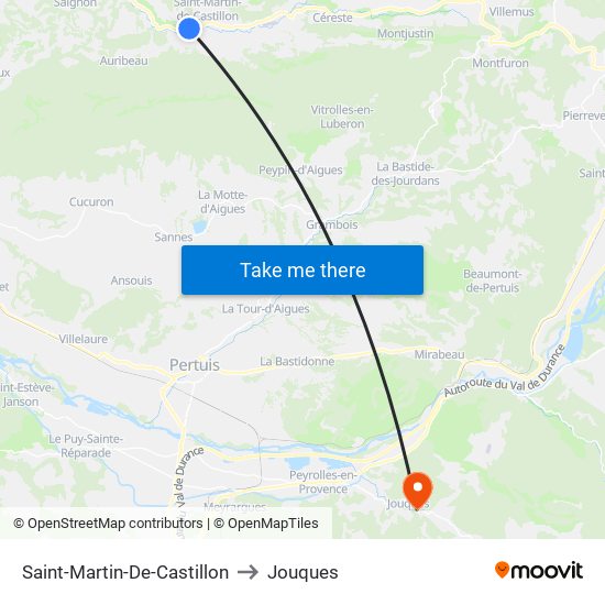 Saint-Martin-De-Castillon to Jouques map