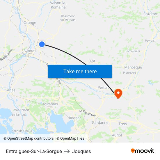 Entraigues-Sur-La-Sorgue to Jouques map