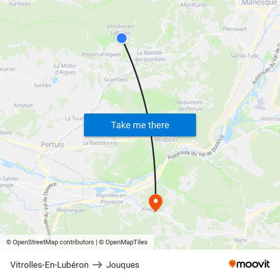 Vitrolles-En-Lubéron to Jouques map