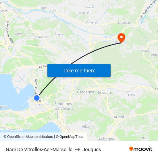 Gare De Vitrolles-Aér-Marseille to Jouques map