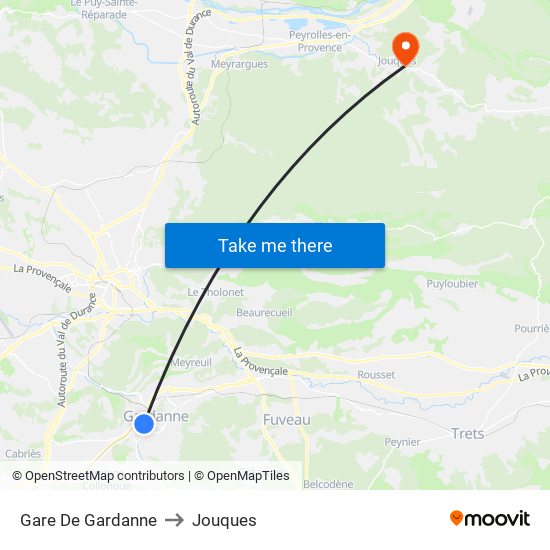 Gare De Gardanne to Jouques map