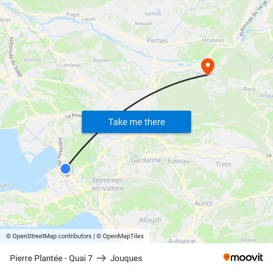 Pierre Plantée - Quai 7 to Jouques map