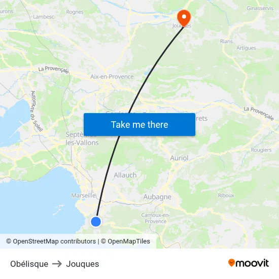 Obélisque to Jouques map