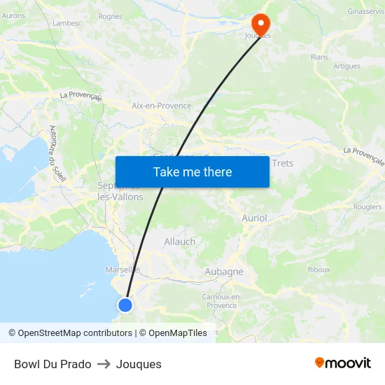 Bowl Du Prado to Jouques map