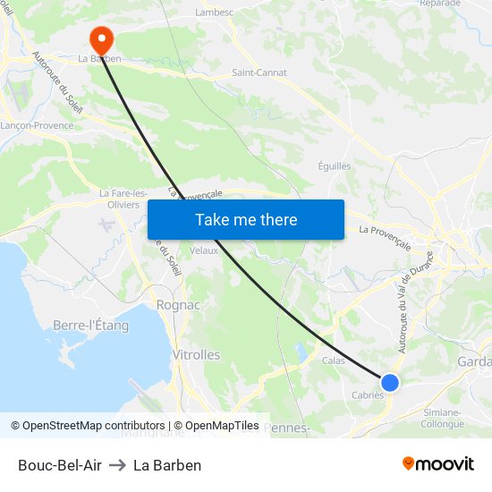 Bouc-Bel-Air to La Barben map