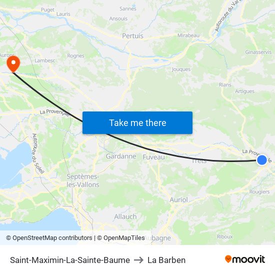 Saint-Maximin-La-Sainte-Baume to La Barben map