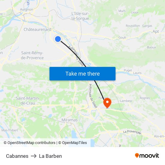 Cabannes to La Barben map