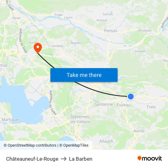 Châteauneuf-Le-Rouge to La Barben map