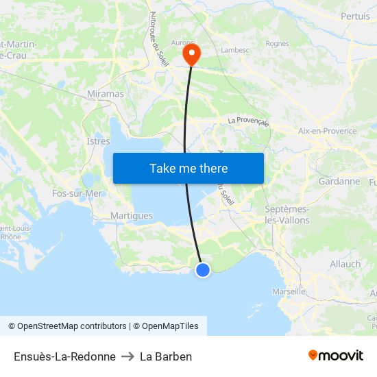 Ensuès-La-Redonne to La Barben map
