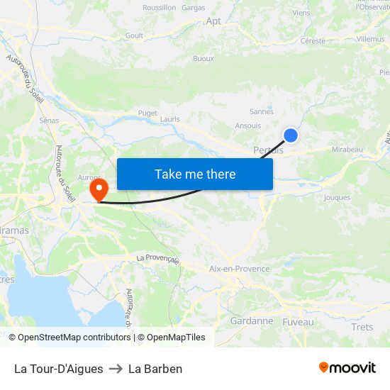 La Tour-D'Aigues to La Barben map
