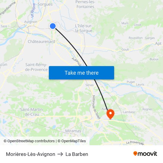 Morières-Lès-Avignon to La Barben map