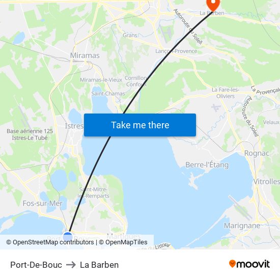 Port-De-Bouc to La Barben map