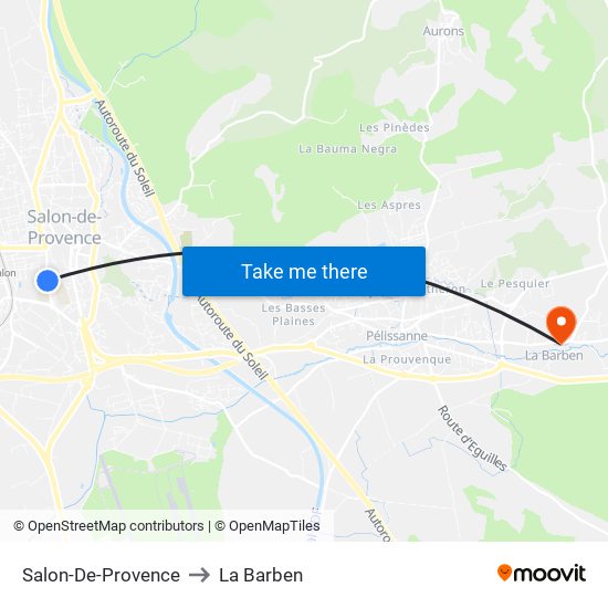 Salon-De-Provence to La Barben map