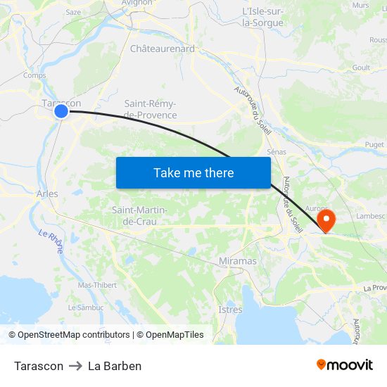Tarascon to La Barben map