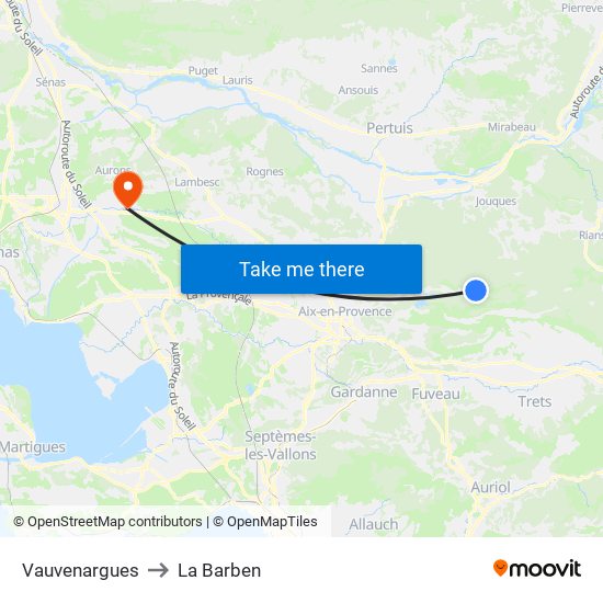 Vauvenargues to La Barben map