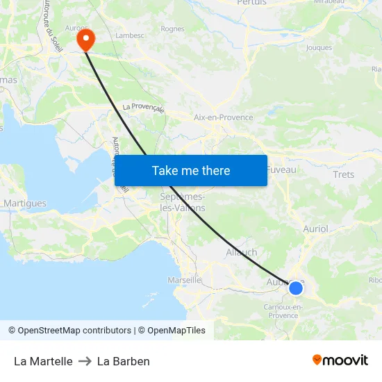La Martelle to La Barben map
