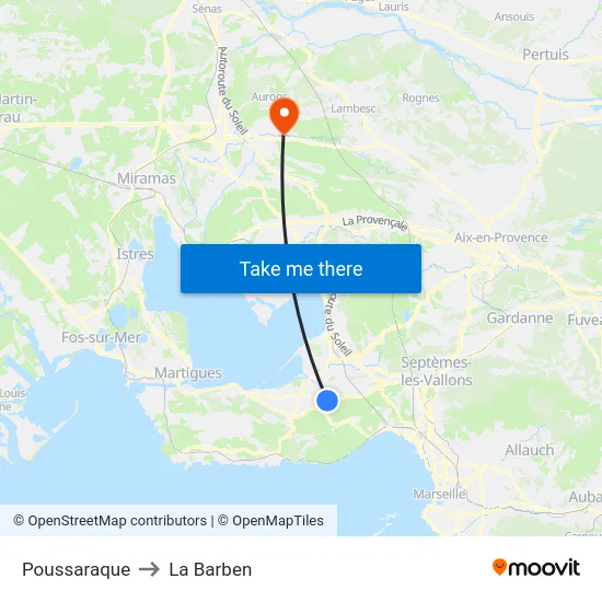 Poussaraque to La Barben map