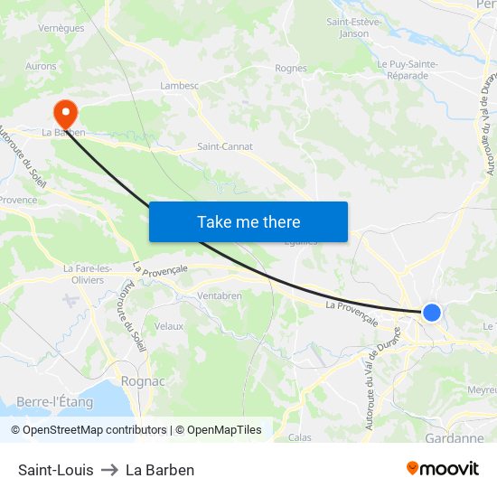 Saint-Louis to La Barben map