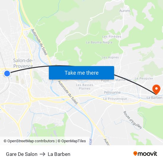 Gare De Salon to La Barben map