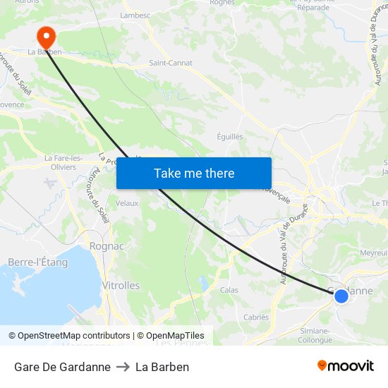 Gare De Gardanne to La Barben map