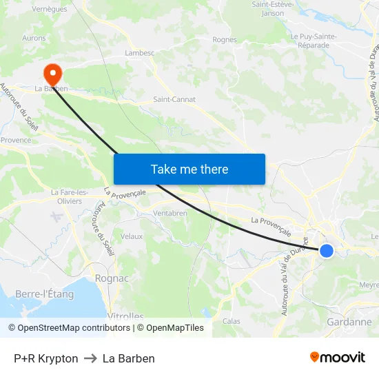 P+R Krypton to La Barben map