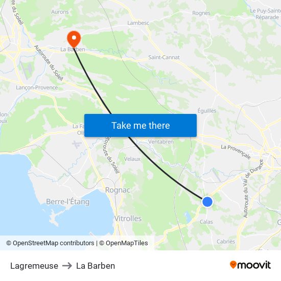 Lagremeuse to La Barben map