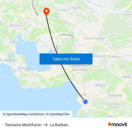 Teisseire Montfuron to La Barben map