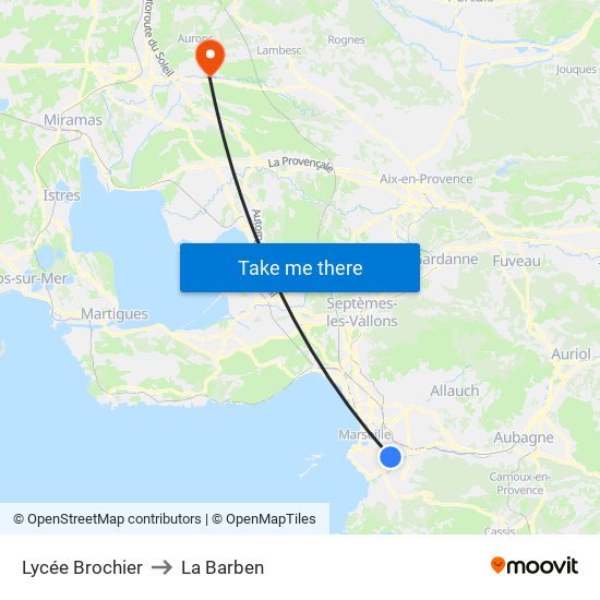 Lycée Brochier to La Barben map