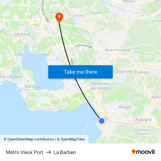 Métro Vieux Port to La Barben map